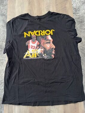 Jordan Black Graphic Tee with Yellow and Red Print